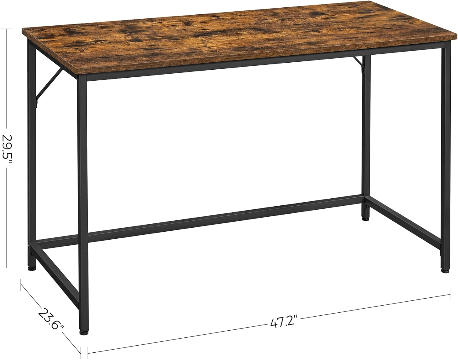 VASAGLE Computer Desk, Gaming Desk, Home Office Desk, for Small Spaces, 23.6 x 47.2 x 29.9 Inches, Industrial Style, Metal Frame, Rustic Brown and Black ULWD039B01