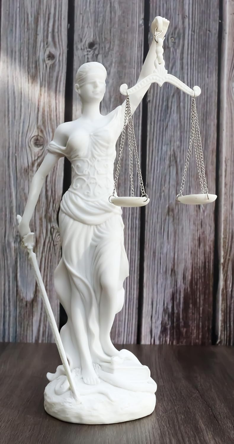 Hand Painted White Resin Lady Justice Statue for Home Office