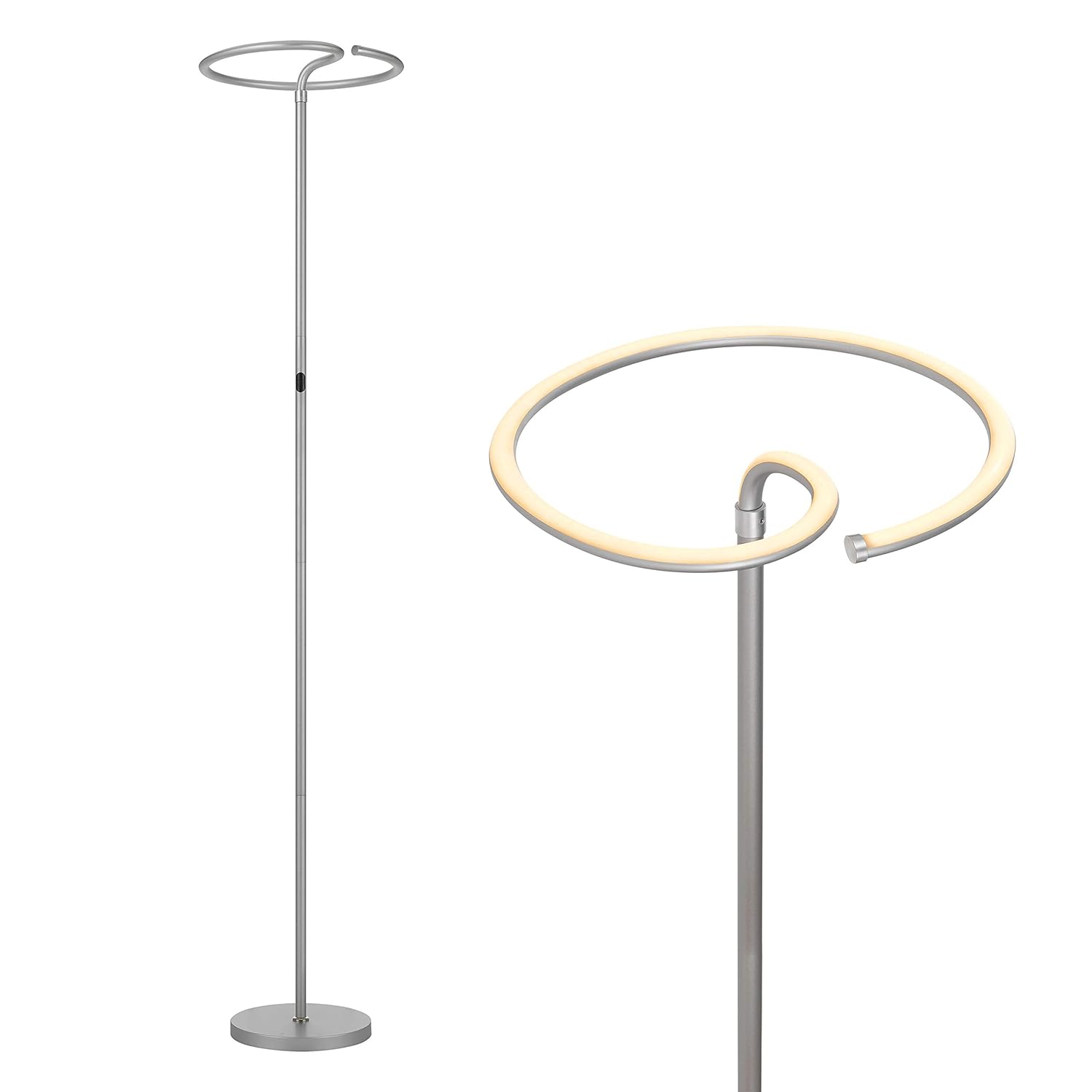 Twizzler Touch Adjustable LED Torchiere Floor Lamp for Kids' Nursery in White