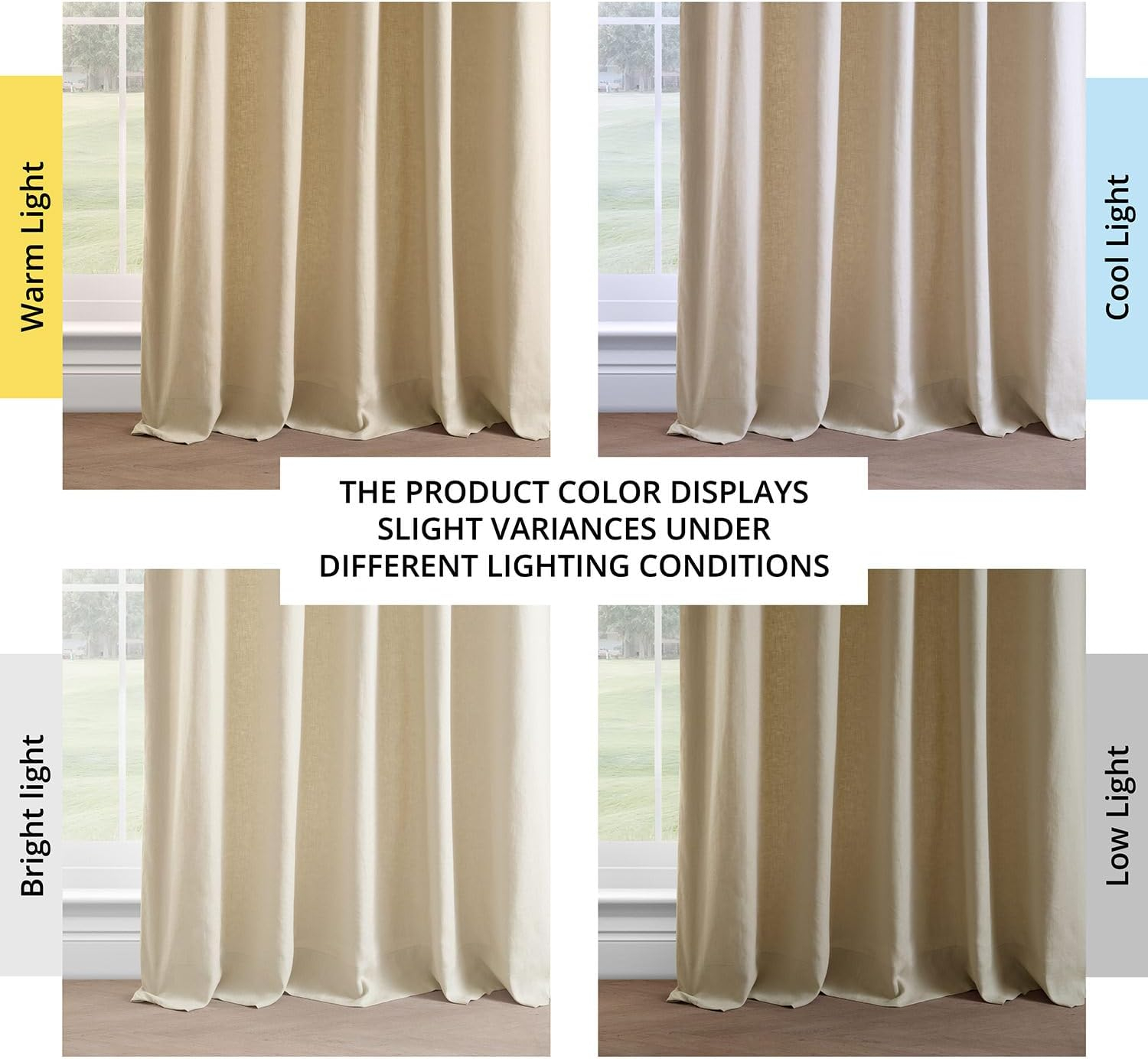 Exclusive Fabrics  French Linen Room Darkening Curtains Panel - Elegant luxurious Drapes (1 Panel) Walnut Beige 50 X 84 84 Inches