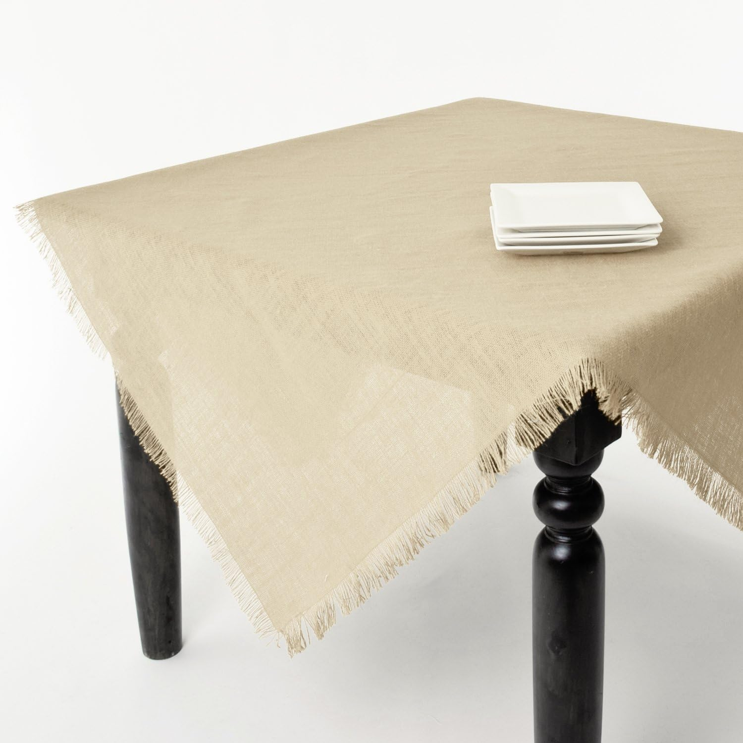 Saro Lifestyle Fringed Burlap Design Tablecloth