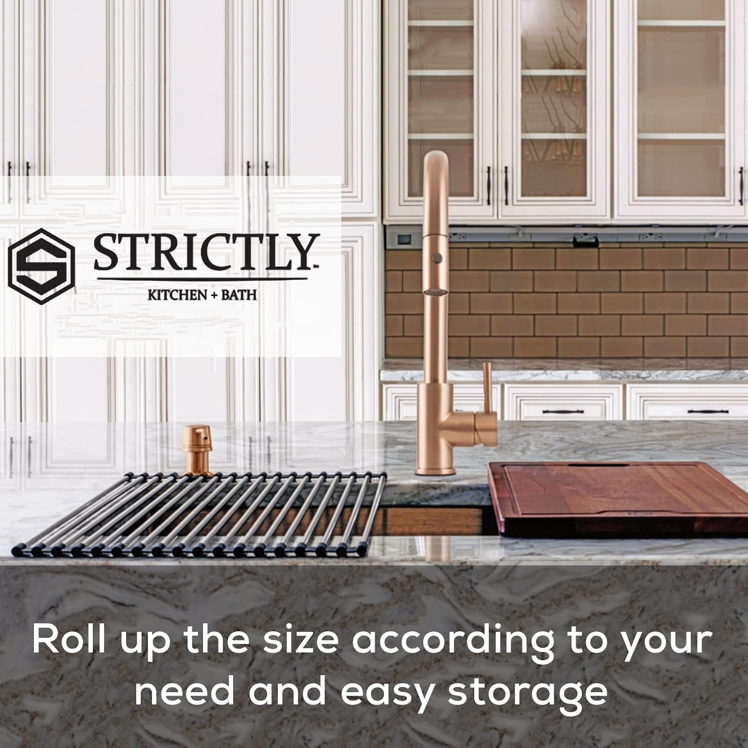 Strictly Sinks Stainless Steel Dish Drying Rack Polished Chrome Multipurpose Foldable Roll Up Rack