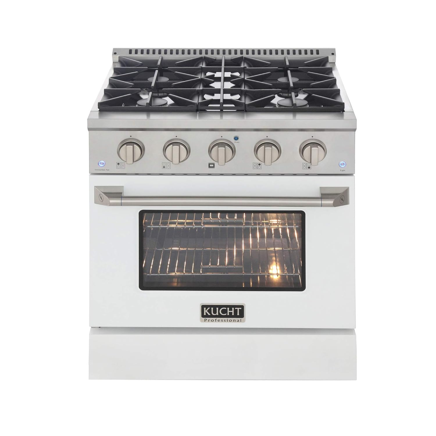 Kucht Professional 30" Modern Stainless Steel Natural Gas Range in White/Silver