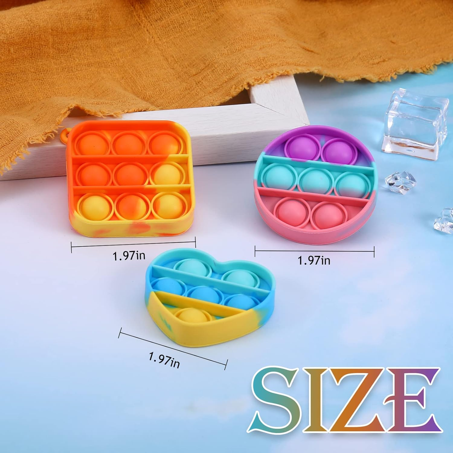 Arme 95Pcs Pop Fidget Toys，Party Favors Toddler Toy Pop Fidget Keychain Mini Fidget Toys Bulk Sensory Toys Stress Toys, Party Fidget Pack Popper Toy Gift for Girls Boys