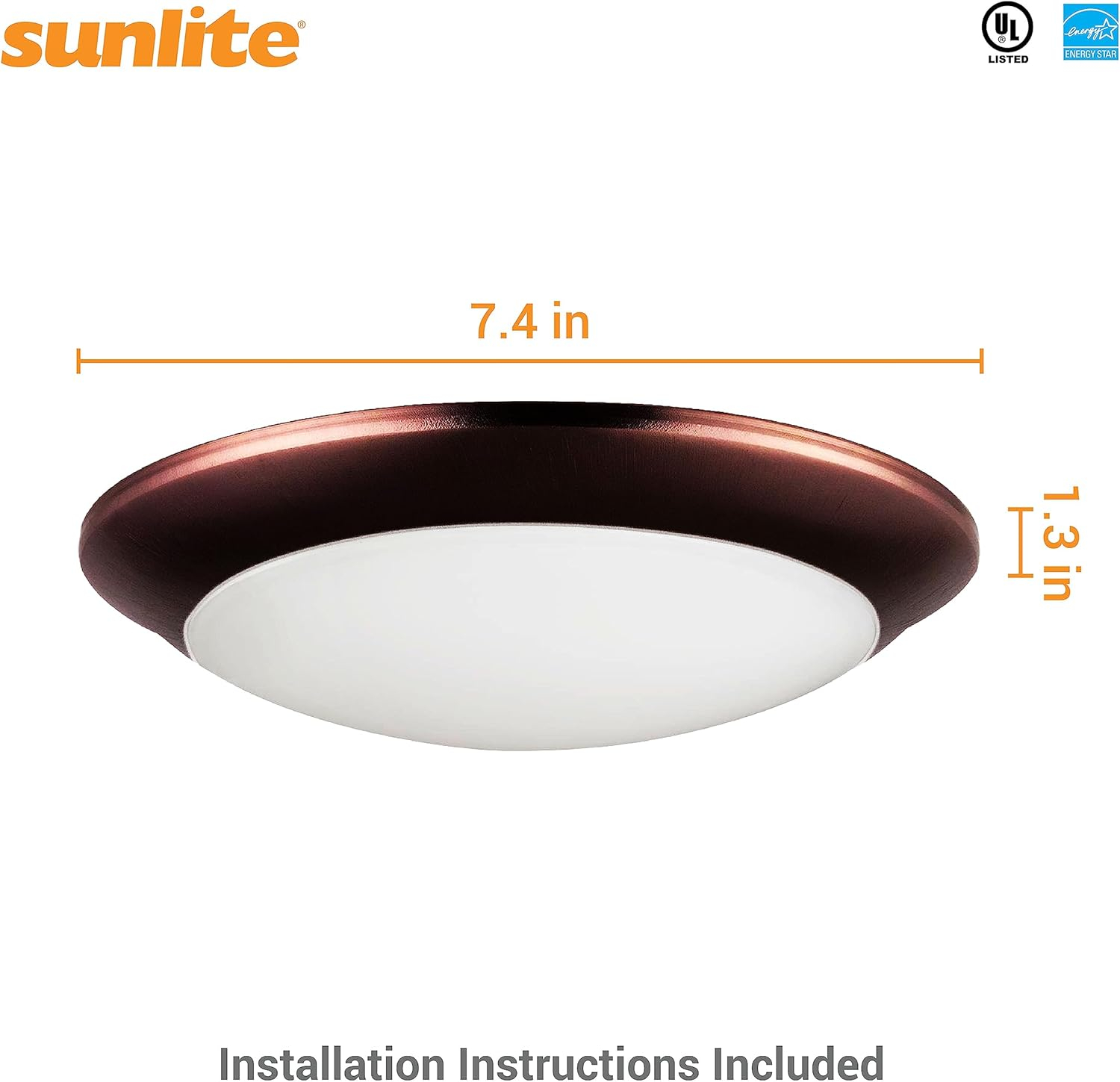 Sunlite 88385-SU 13w 6" LED Slim Disc Ceiling Fixture Bronze Warm White 3000k
