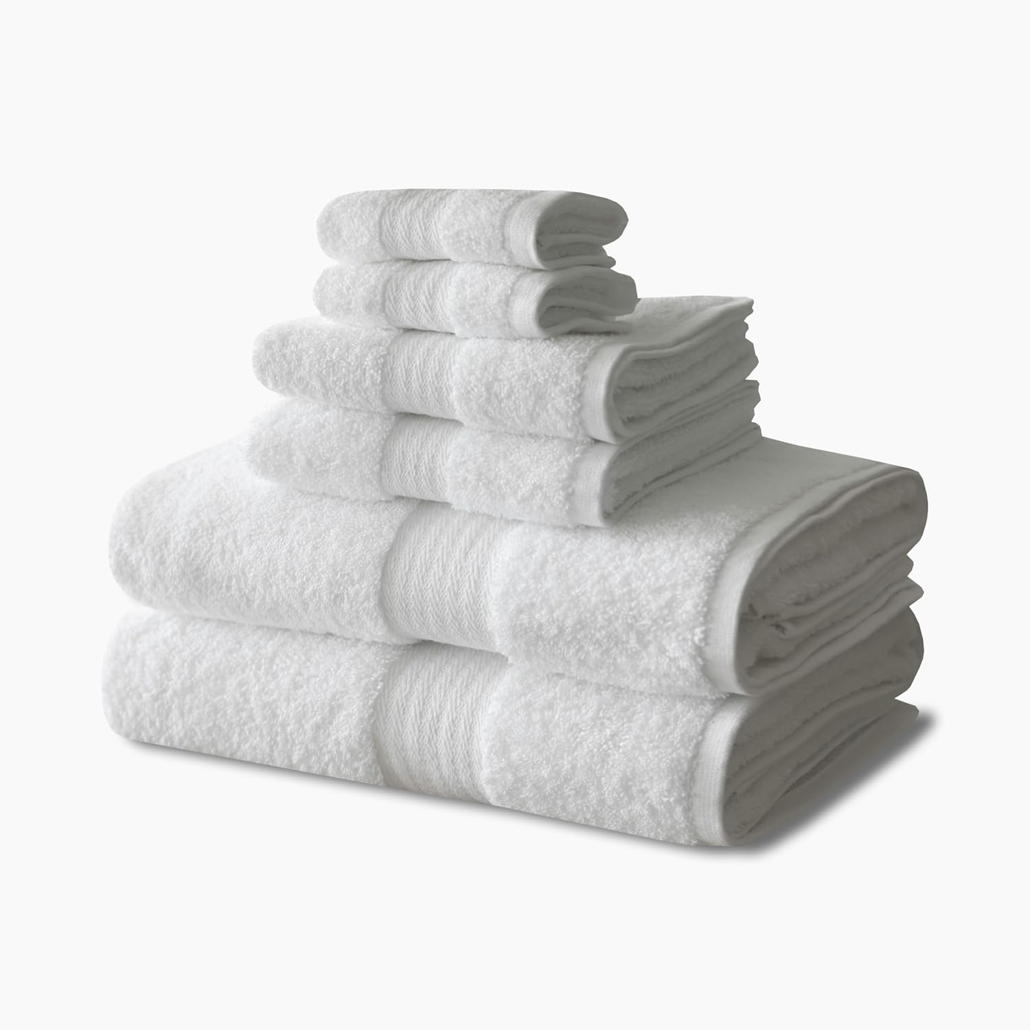 1888 Mills True Classics 6-Piece Set Set Featuring Enduraweave Technology, 2 Bath Towels, 2 Hand Towels, & 2 Washcloths, Soft & Durable, White