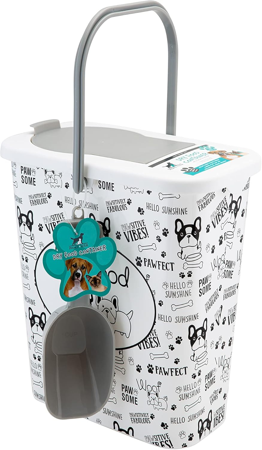 Pounce + Fetch 3 Gallon Plastic Dry Food Container with Scooper