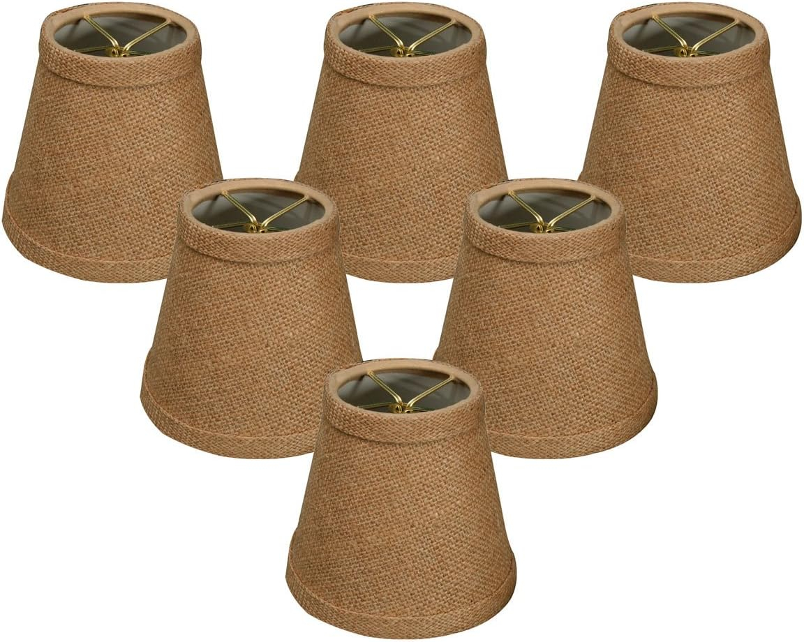 5" Hardback Empire Chandelier Lamp Shades Set of 6 Burlap
