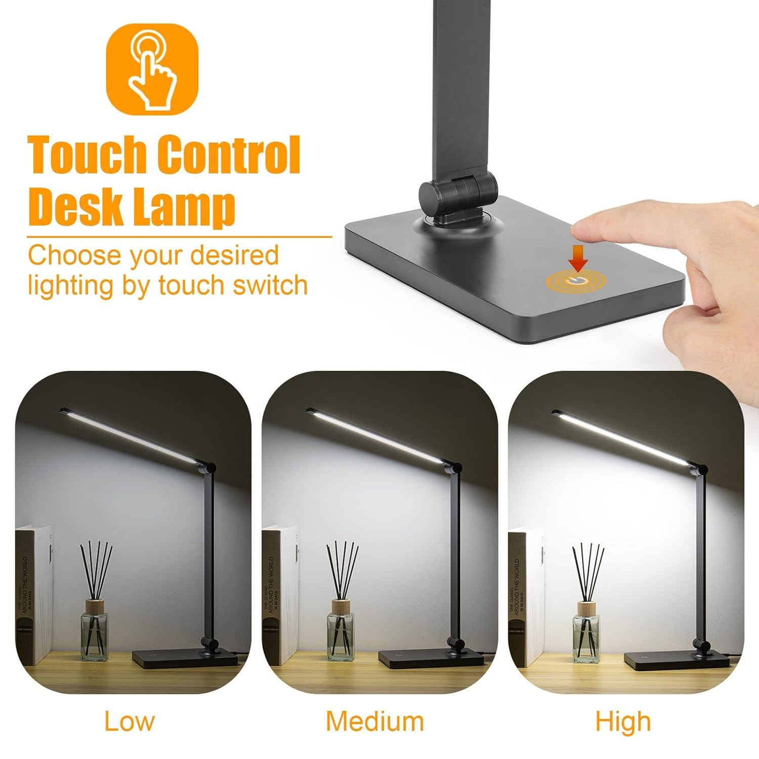 Desk Lamp LED Desk Lamps Eye-Caring Desk Lamps Lamps Dimmable Office Lamp with USB Port Touch Control for Home Office Student Dormitory (USB Plug-in Desk Lamp)
