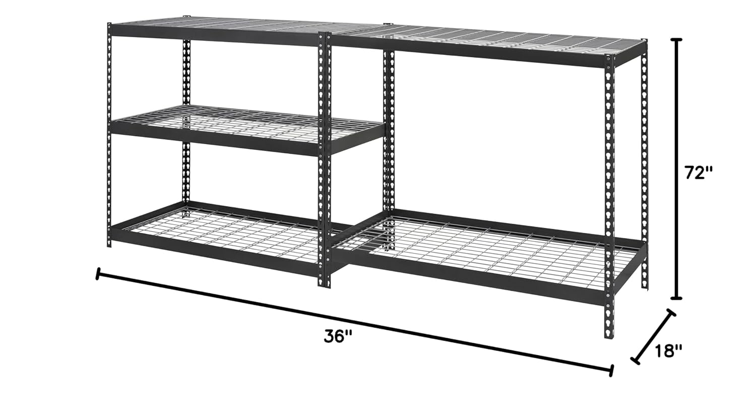 Black Steel 72" Adjustable Shelving Unit with 5 Tiers