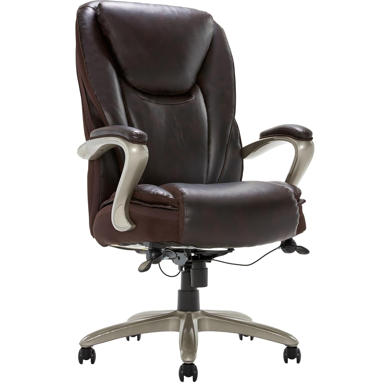 Serta® Smart Layers™ Hensley Big & Tall Ergonomic Bonded Leather High-Back Office Chair, Roasted Chestnut/Satin Nickel