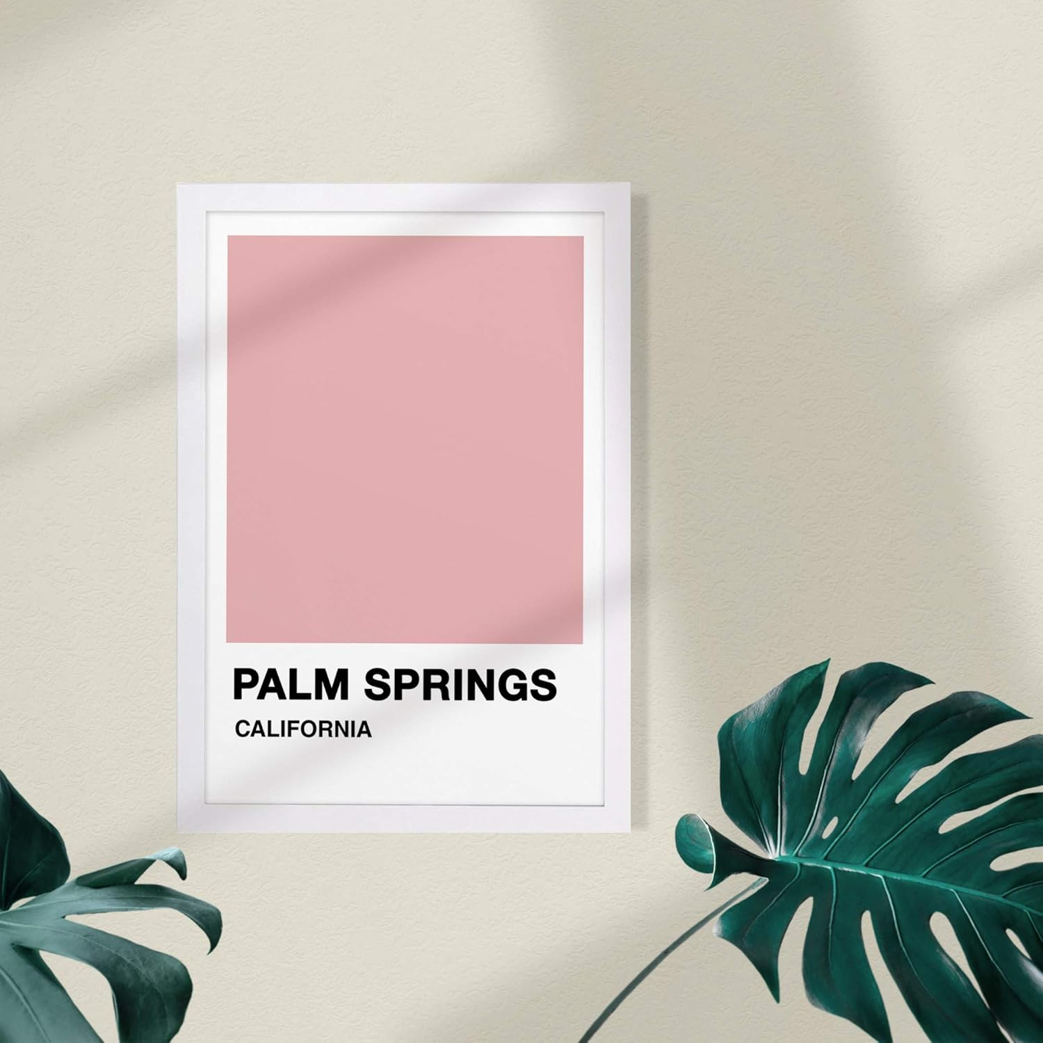 Wynwood Studio Cities and Skylines Framed Wall Art Prints 'Palm Springs Color Swatch' United States Cities - Pink, White, 13" x 19"