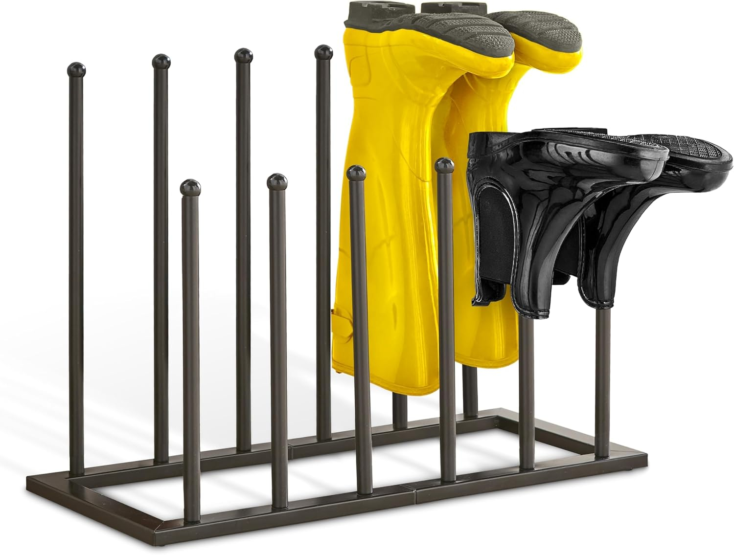Black Metal 6-Shelf Tall Boot Storage Rack