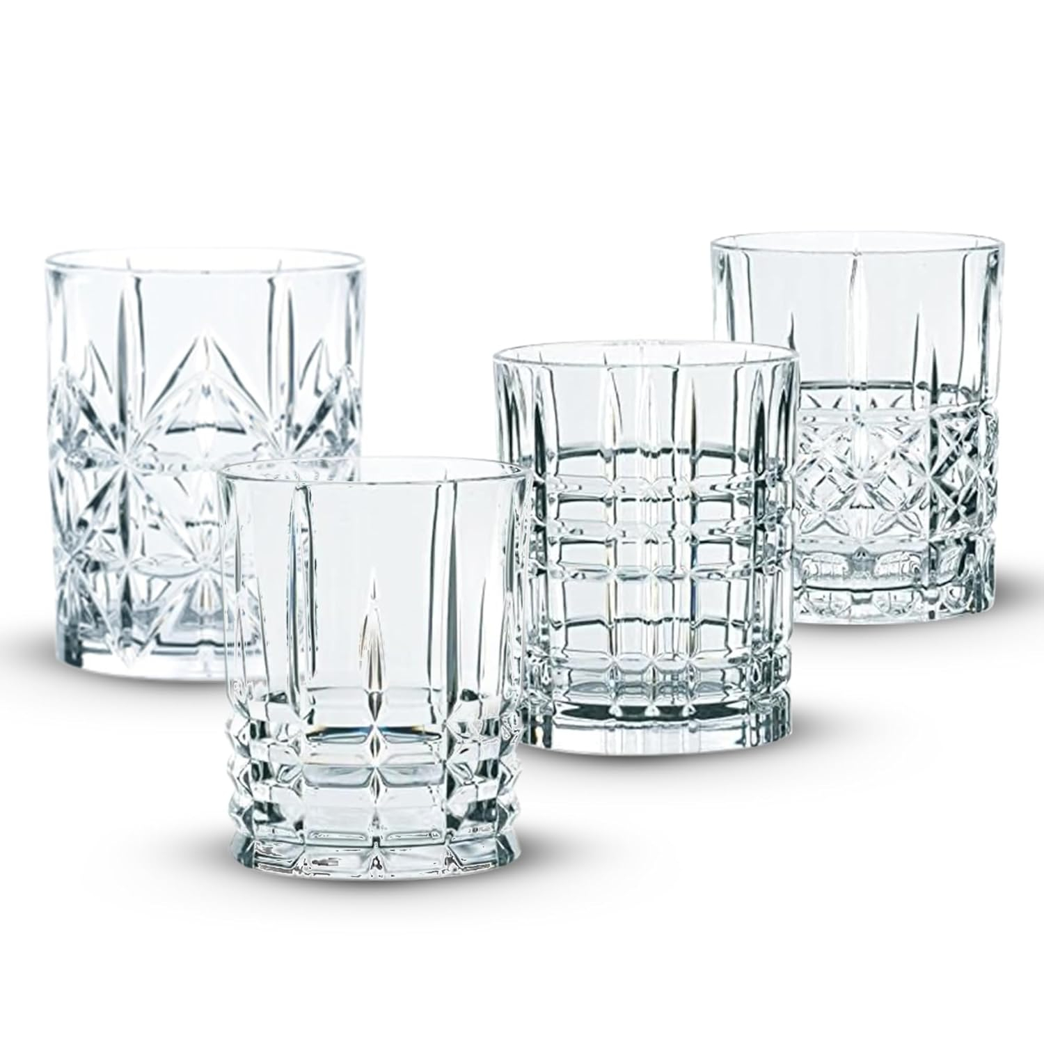 Highland Crystal Glass Whiskey Tumblers Set of 4