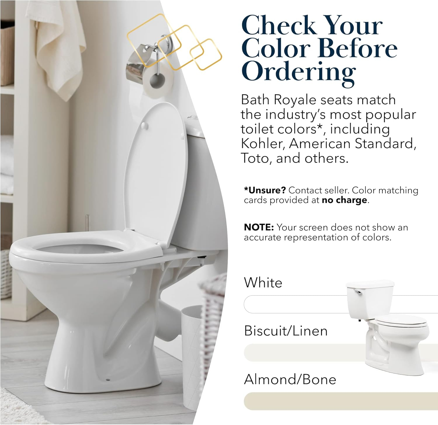 Elongated Toilet Seat BR501-01 Quiet Close, Stain-Resistant and Easy to Keep Clean, Heavy Duty, Fits All Toilet Brands, Executive Series -Biscuit/Linen