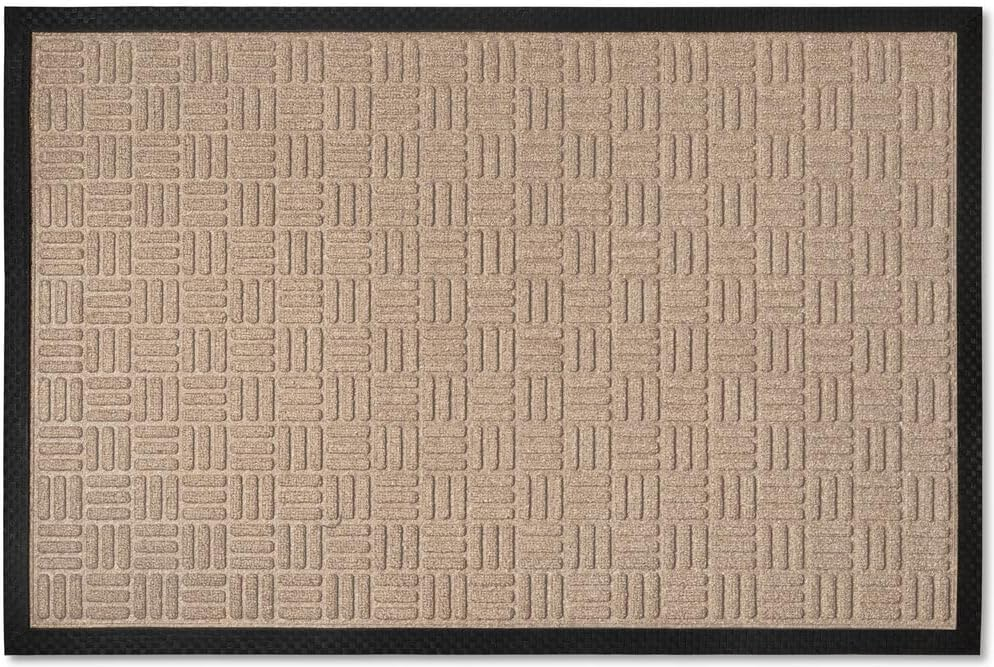 Envelor Door Mat Indoor Outdoor Front Doormat Welcome Mat Low Profile Durable Non-Slip Floor Mat for Entryway, Patio, Garage, Entrance Shoe Scraper, Checker, 24 x 36 Inches - Beige
