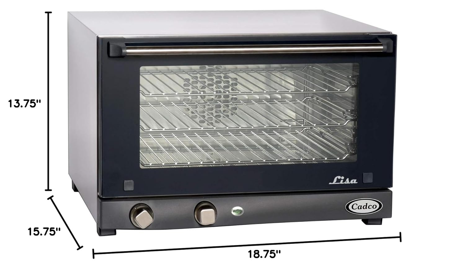 Cadco OV-013 Compact Half Size Convection Oven with Manual Controls, 120-Volt/1450-Watt, Stainless/Black