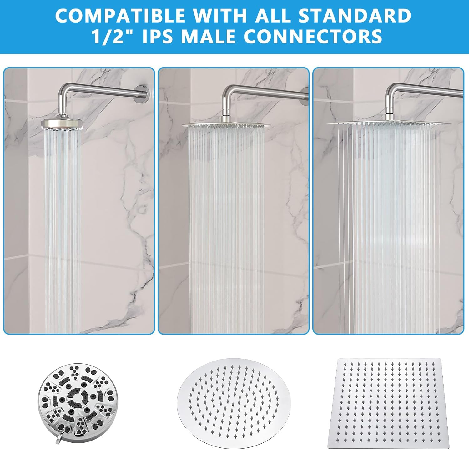 Lordear Shower Arm Chrome 16 Inch Shower Extension Arm L Shape Polished Chrome Stainless Steel Long Shower Head Extension Tube, Shower Extender Arm with Flange