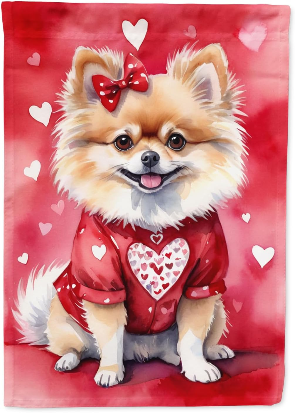 Pomeranian My Valentine Garden Flag 11.25 in x 15.5 in
