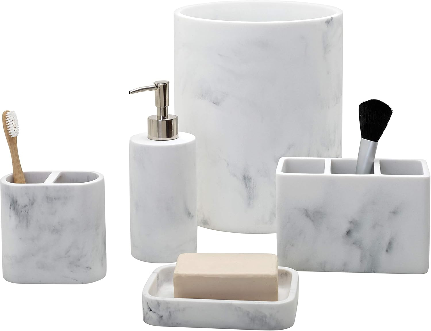 Zenna Home Corin Hand Soap Dispenser, Resin with Marble Grey Finish â€“ Refillable Liquid Hand Soap or Lotion Pump â€“ Stylish Soap Dispenser for Bathroom or Kitchen Sink â€“ Premium Ba