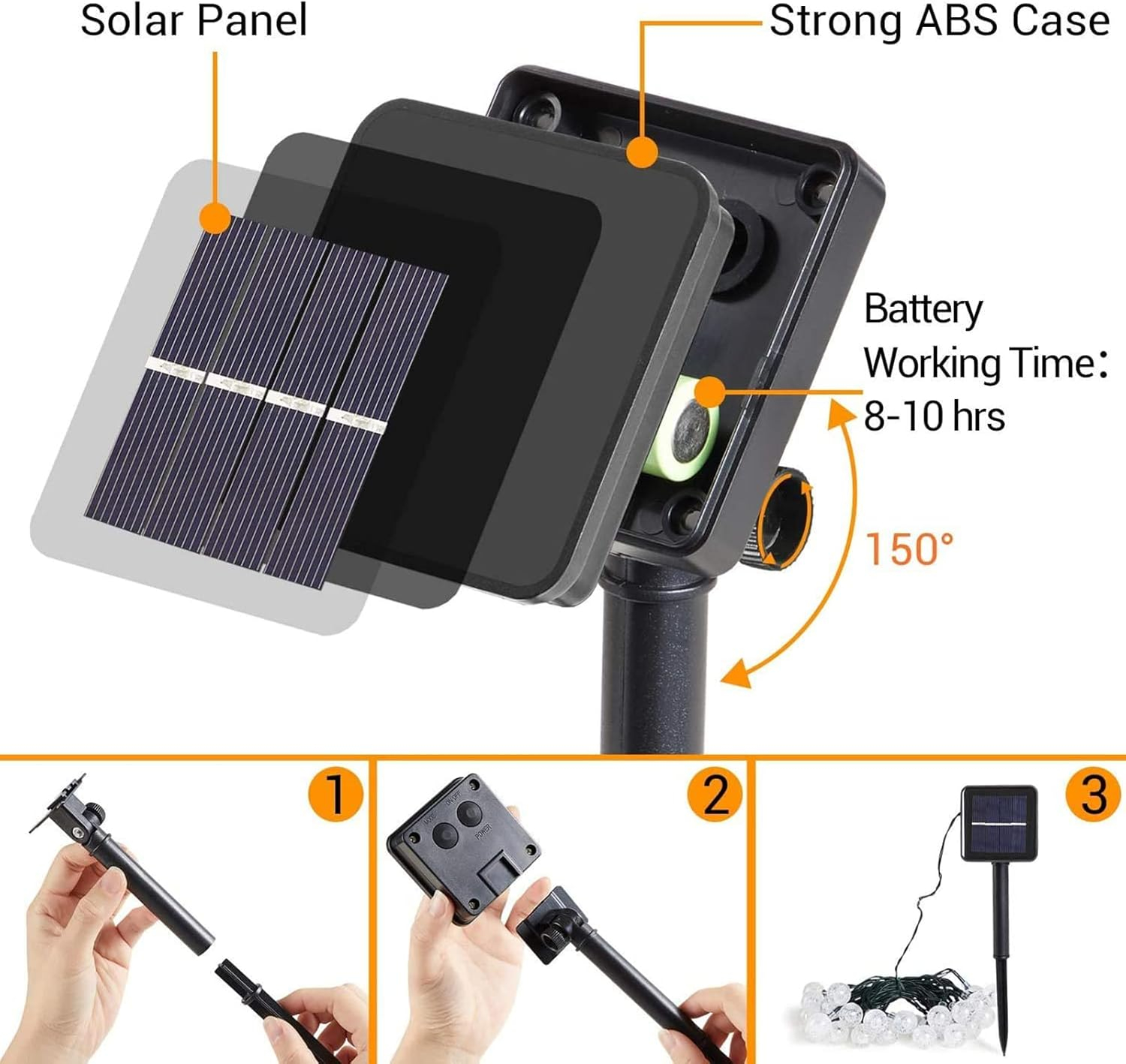 Solar String Lights Outdoor 2 Pack 200 Led 80FT Multi-Color Crystal Globe Lights with 8 Lighting Modes, Waterproof Solar Powered Patio Lights for Garden Yard Porch Wedding Party Decoration