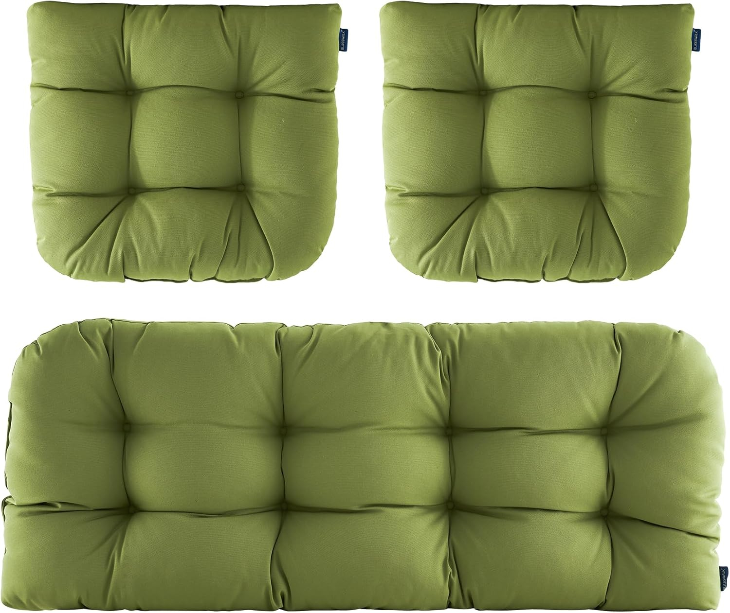 BLISSWALK Outdoor Chair Cushions,3 Pieces Wicker Cushion Set Set,44"x19"x5",Tufted Loveseat Outdoor Cushions for Patio Furniture All Weather,Dark Brown