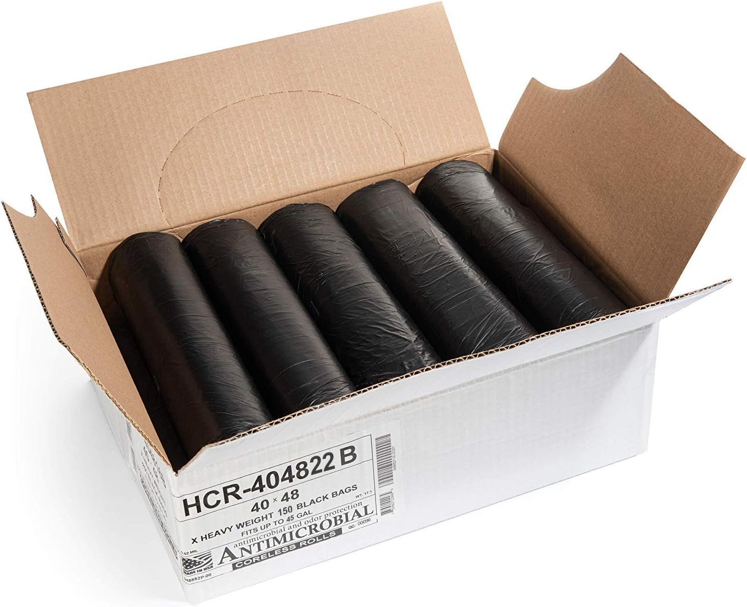 45 Gal. 22 Mic (eq) Black Trash Bags 40 in. x 48 in. Pack of 150 for Janitorial and Industrial