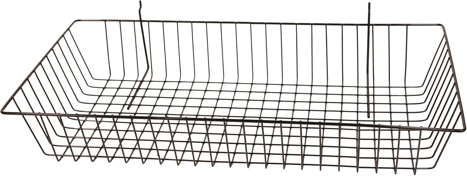 Black Mini Wire Grid Basket for Slatwall or Pegboard - 24''L x 12''W x 4"D