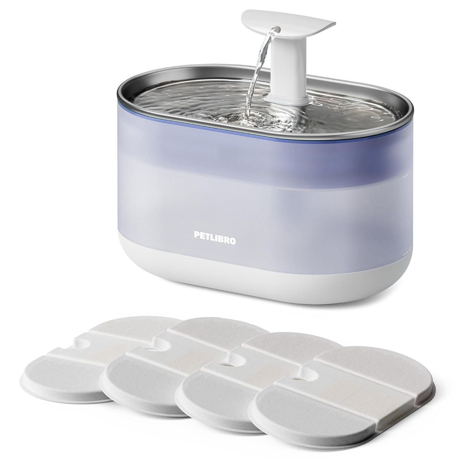 PETLIBRO Cat Water Fountain Stainless Steel,Ultra Quiet,71fl oz/2.1L Automatic Cat Fountain,Two Flow Modes,BPA-Free Capsule Metal Healthy Pet Water Fountain for Cats Inside with 4 Large Filters