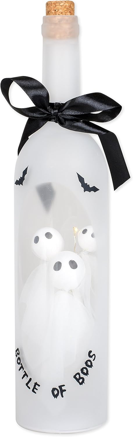 Bottle of Boos Ghosts Light Up LED 13 Inch Wine Bottle Halloween Tabletop Figurine