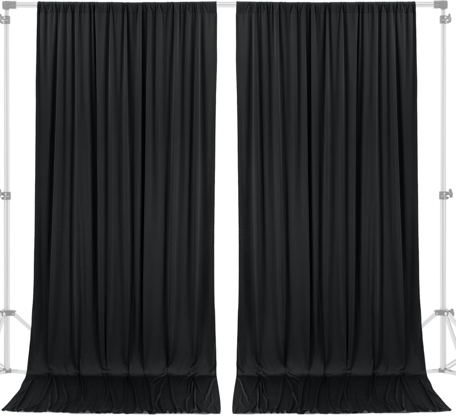 10x10 Black Photo Backdrop Curtain for Parties, Wrinkle Free Black Fabric Curtain Backdrop Wall Drape with Rod Pocket for Birthday Home Decor 5ft x 10ft, 2 Panels