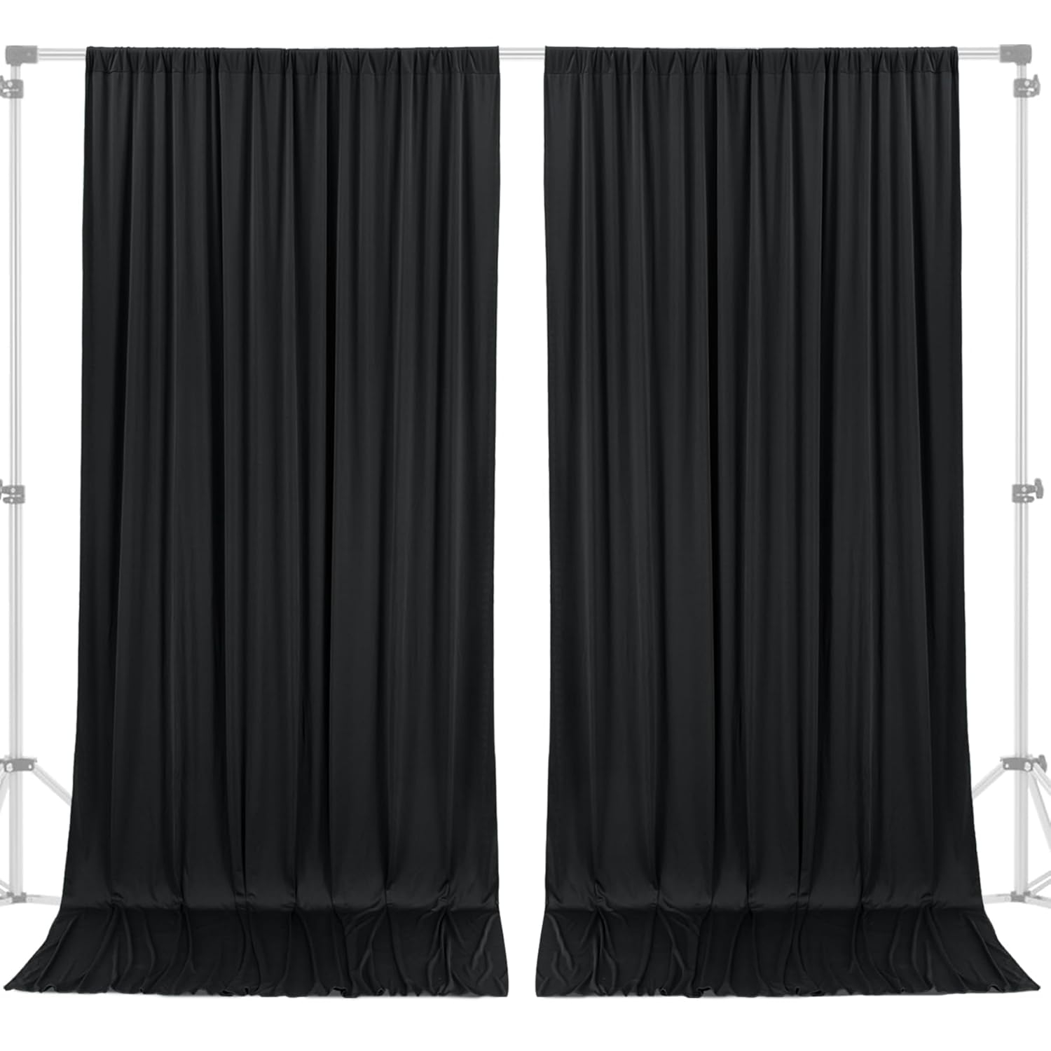 10x10 Black Photo Backdrop Curtain for Parties, Wrinkle Free Black Fabric Curtain Backdrop Wall Drape with Rod Pocket for Birthday Home Decor 5ft x 10ft, 2 Panels