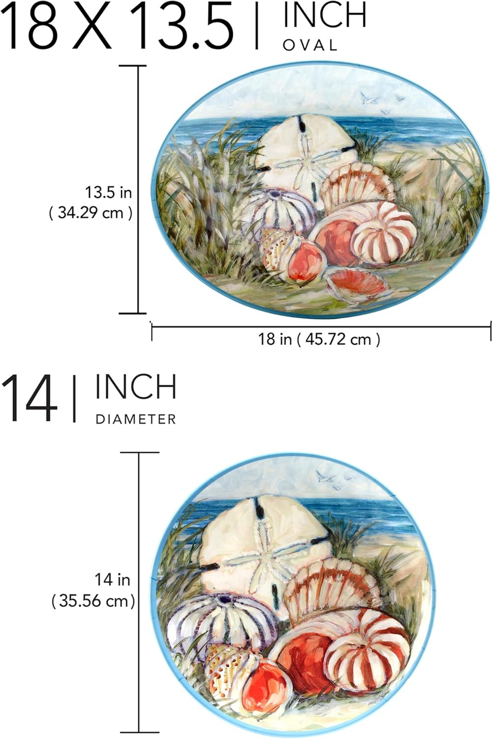 Certified International Seacoast Melamine 2 Pc Platter Set, Multicolor