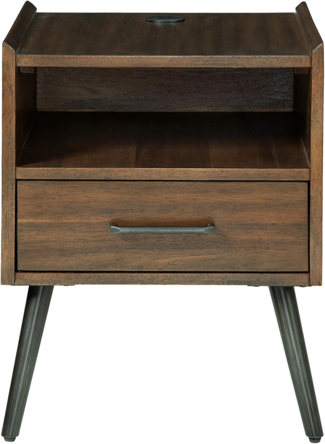 Calmoni Contemporary Black-Brown Square End Table with Storage