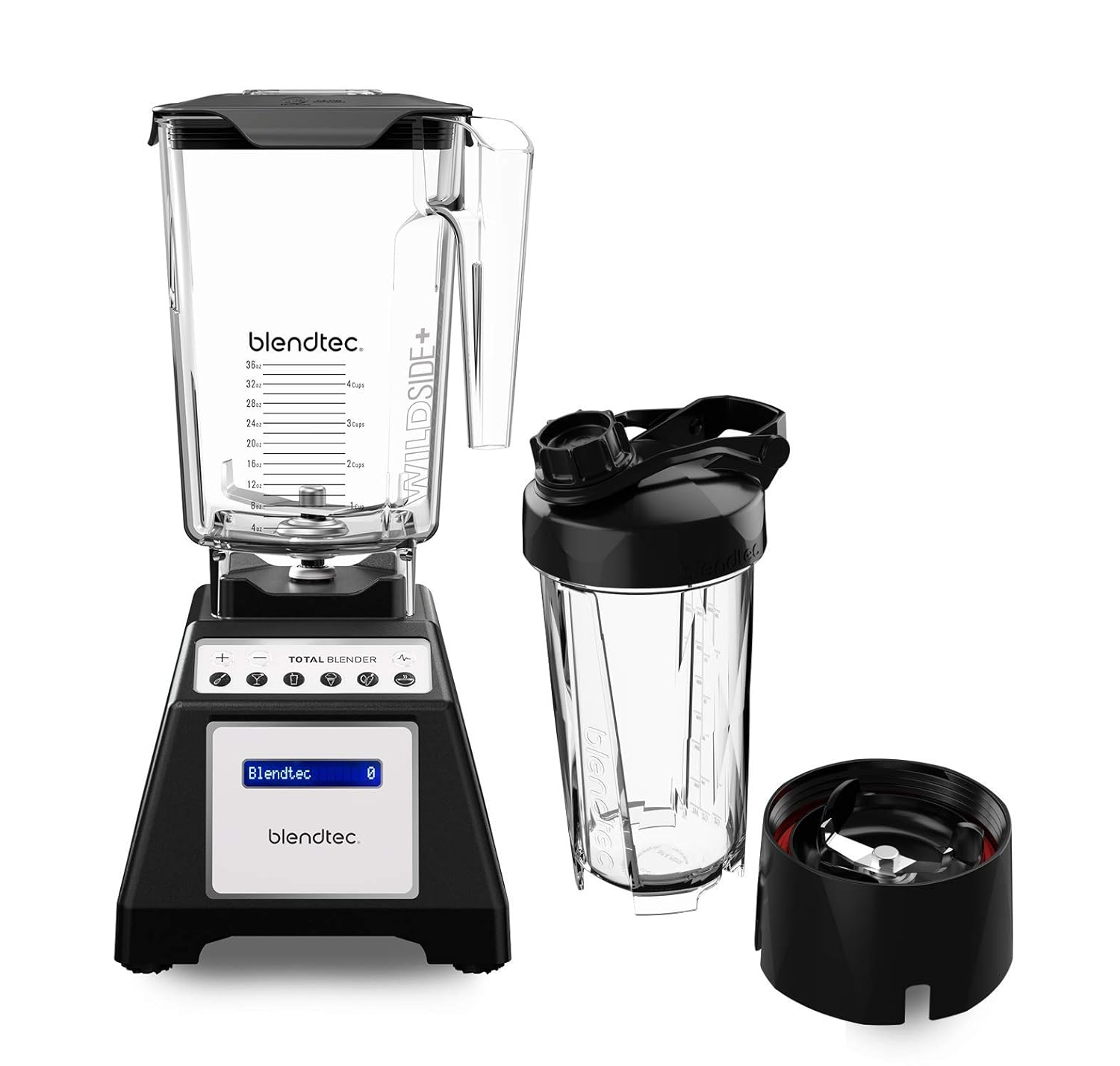 Blendtec Total Classic Original Blender - WildSide+ Jar (90 oz) and Blendtec GO™ Travel Bottle (34 oz) BUNDLE - Professional-Grade Power - 6 Pre-programmed Cycles - 10-speeds - Black