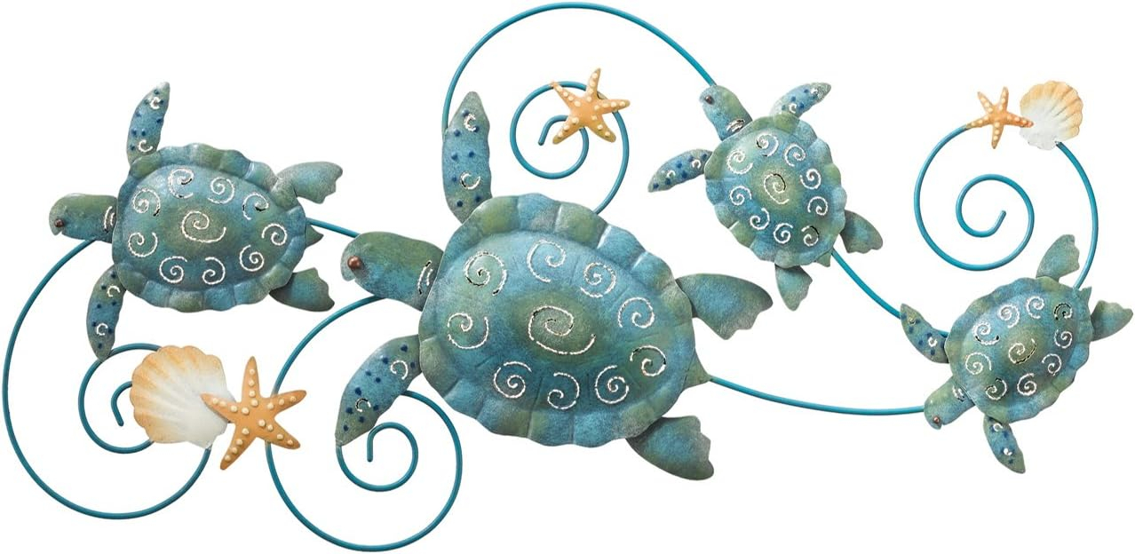 Regal Art & Gift Sea Turtle Wall Décor, Handcrafted Metal Ocean-Inspired Art, Weather-Resistant Coastal Decor for Indoor & Outdoor, Ideal for Living Room, Porch & Backyard, 31”L x 1.25”W x 14”H