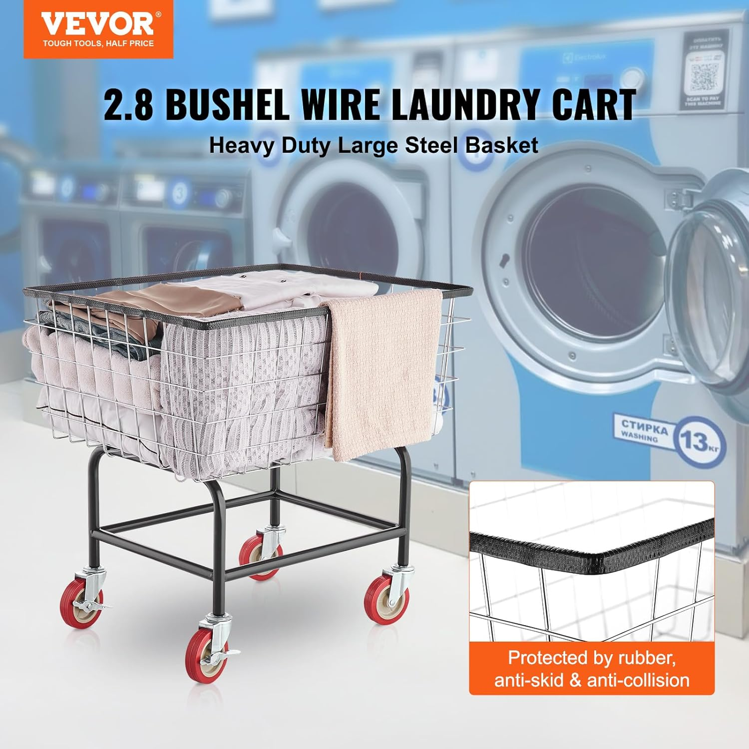 21 x 27 x 27.5 in. Wire Laundry Cart