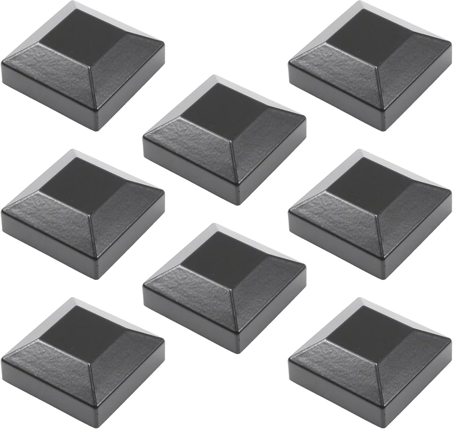 Plum Fittings 1 1/2" x 1 1/2" Square Black Post Cap for Aluminum Fence Posts | Black Post Caps (8 Pack)