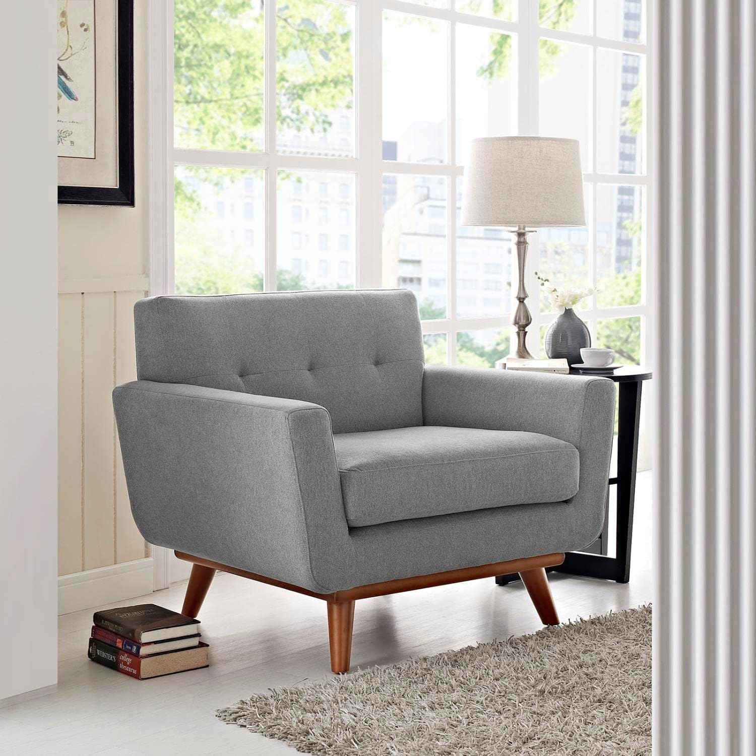 Modway Engage Upholstered Fabric Armchair in Expectation Gray