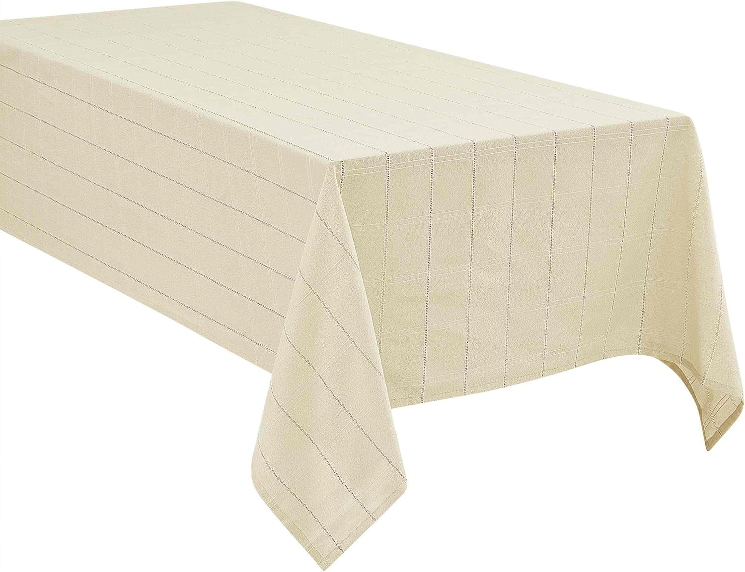 Gold Lurex Linen Rectangular Tablecloth with Textured Accent, 60" x 120"