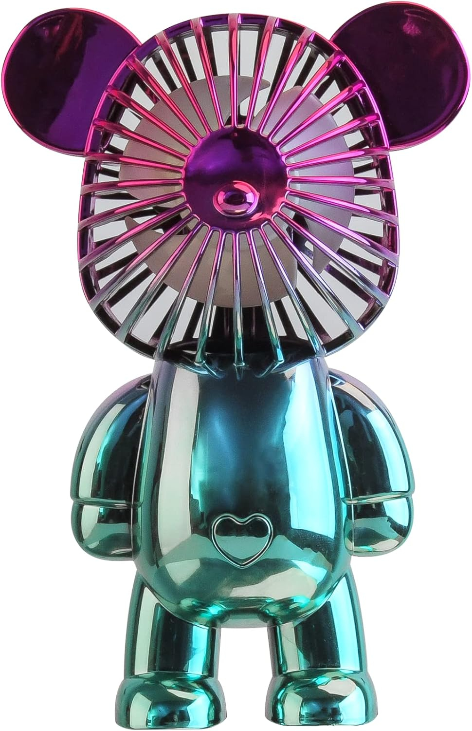 Bear Breeze: The Ultimate Mini Desk Fan - portable, rechargeable, 3-Speed Adjustable Usb Powered Fan - Perfect for home, dorm room, classroom, office and more (Chrome Blue)