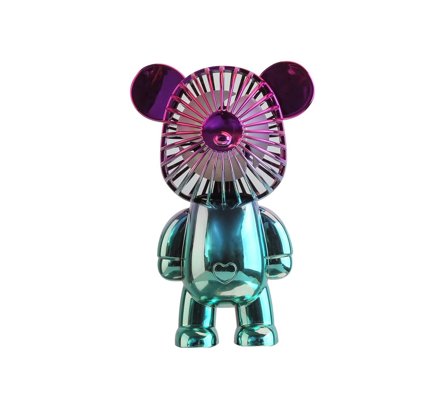 Bear Breeze: The Ultimate Mini Desk Fan - portable, rechargeable, 3-Speed Adjustable Usb Powered Fan - Perfect for home, dorm room, classroom, office and more (Chrome Blue)