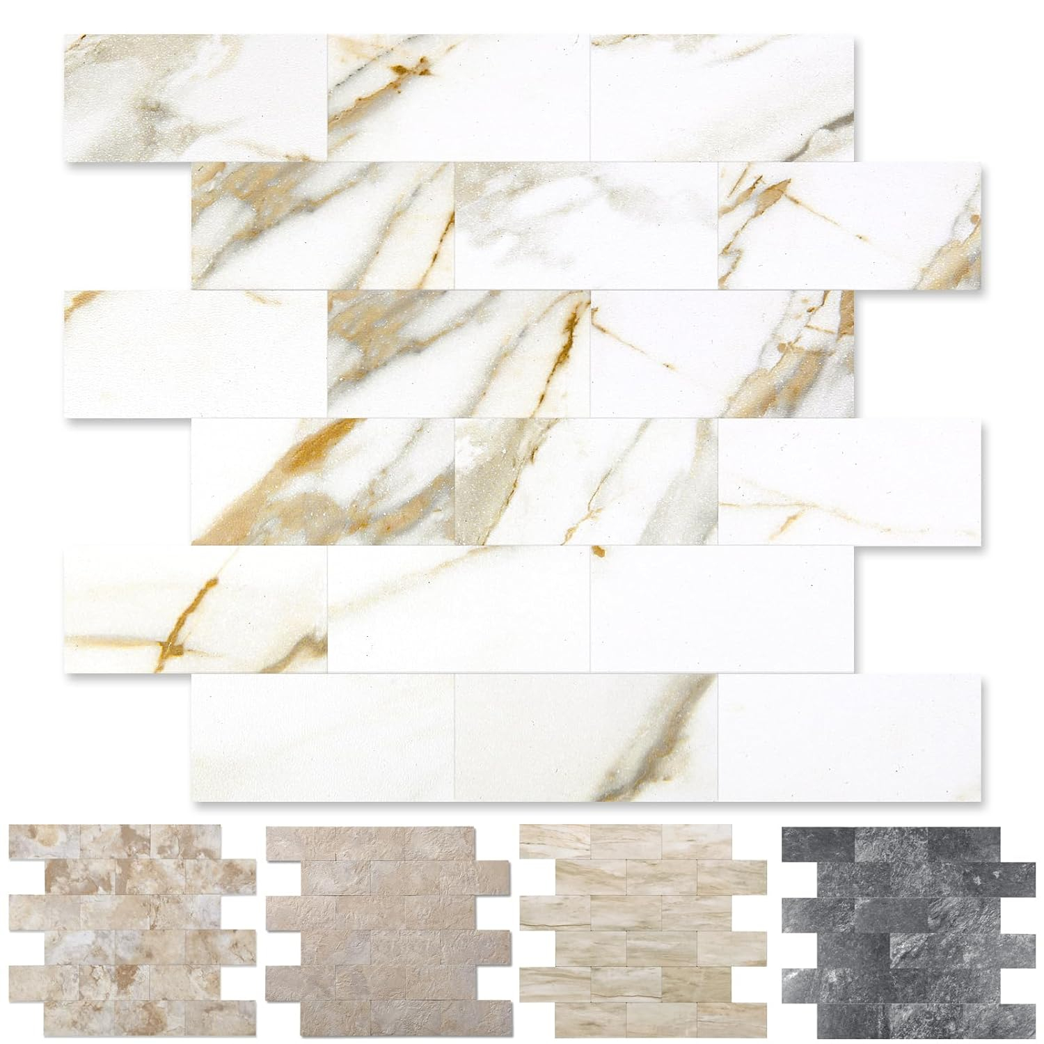 10-Pack Peel and Stick Tile Backsplash 12"X12" PVC Wall Tiles, Stick on Backsplash for Kitchen, Bathroom Tile, Fireplace Décor, Laundry Table, Stair Decals in Cala Golden