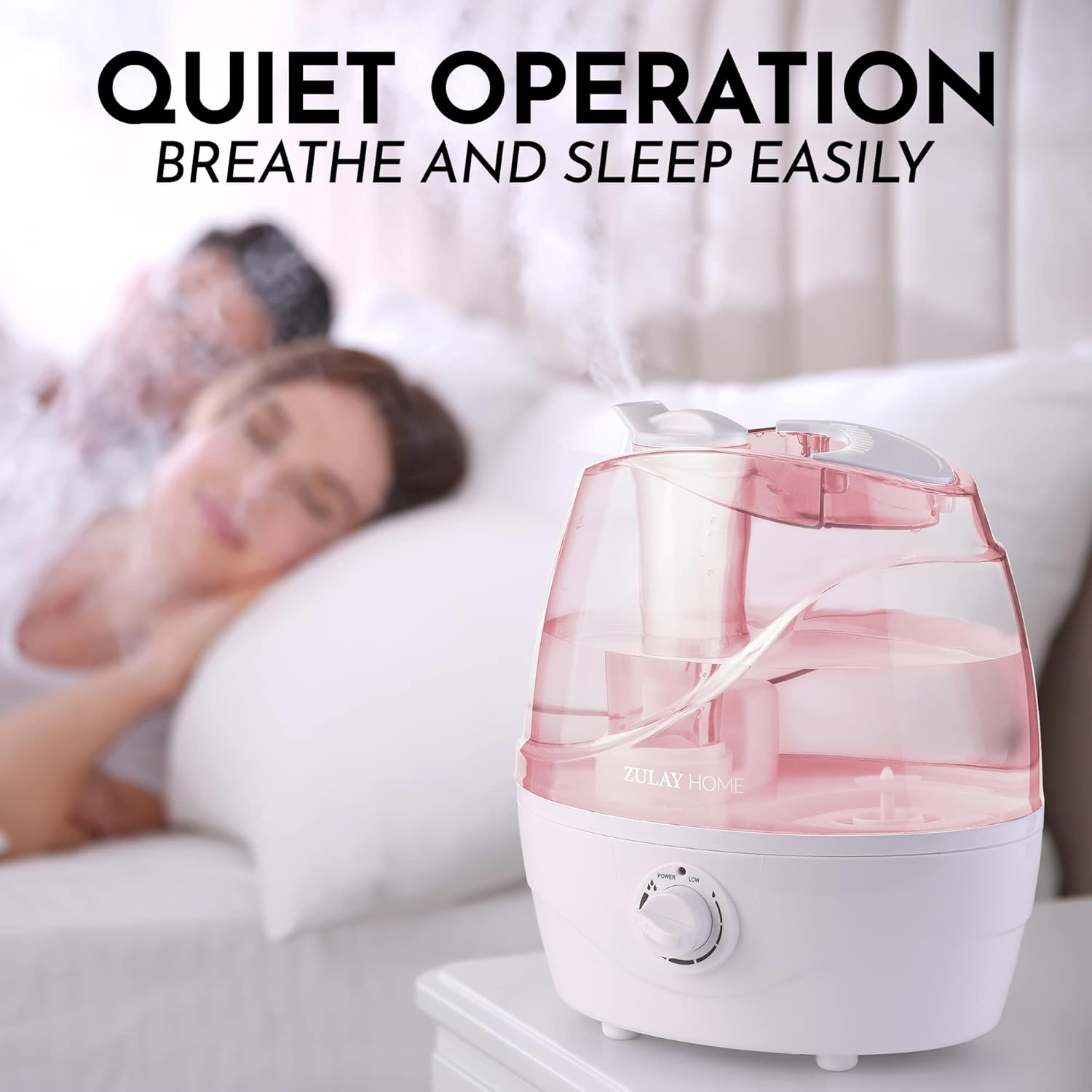 Zulay Kitchen Zulay Home Cool Mist Humidifiers For Bedroom (2.2L Water Tank) - Quiet Ultrasonic Humidifiers For Large Room With Auto Shutoff Feature - Air Humidifier For Plants, Nursery, Kids Room (Gray)