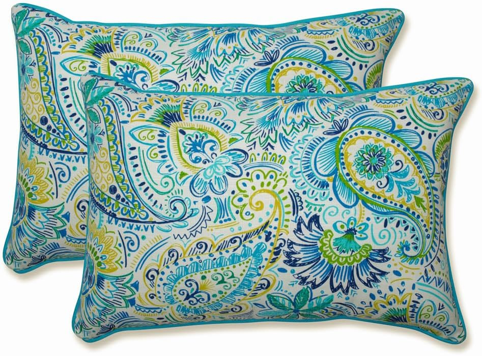 Pillow Perfect Gilford Paisley Indoor/Outdoor Reversible Throw Pillow (Set of 2)