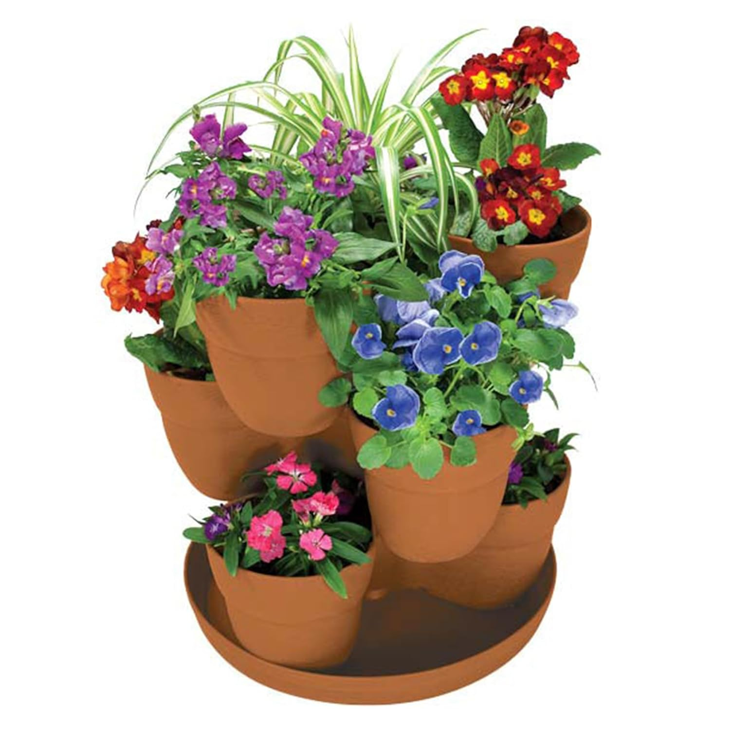 Bloomers Stackable Flower Tower Planter â Holds up to 9 Plants â Great Both Indoors and Outdoors â Terracotta
