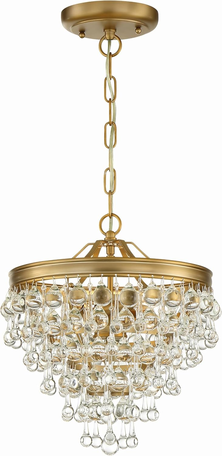 Vibrant Gold Mini Chandelier with Crystal Accents