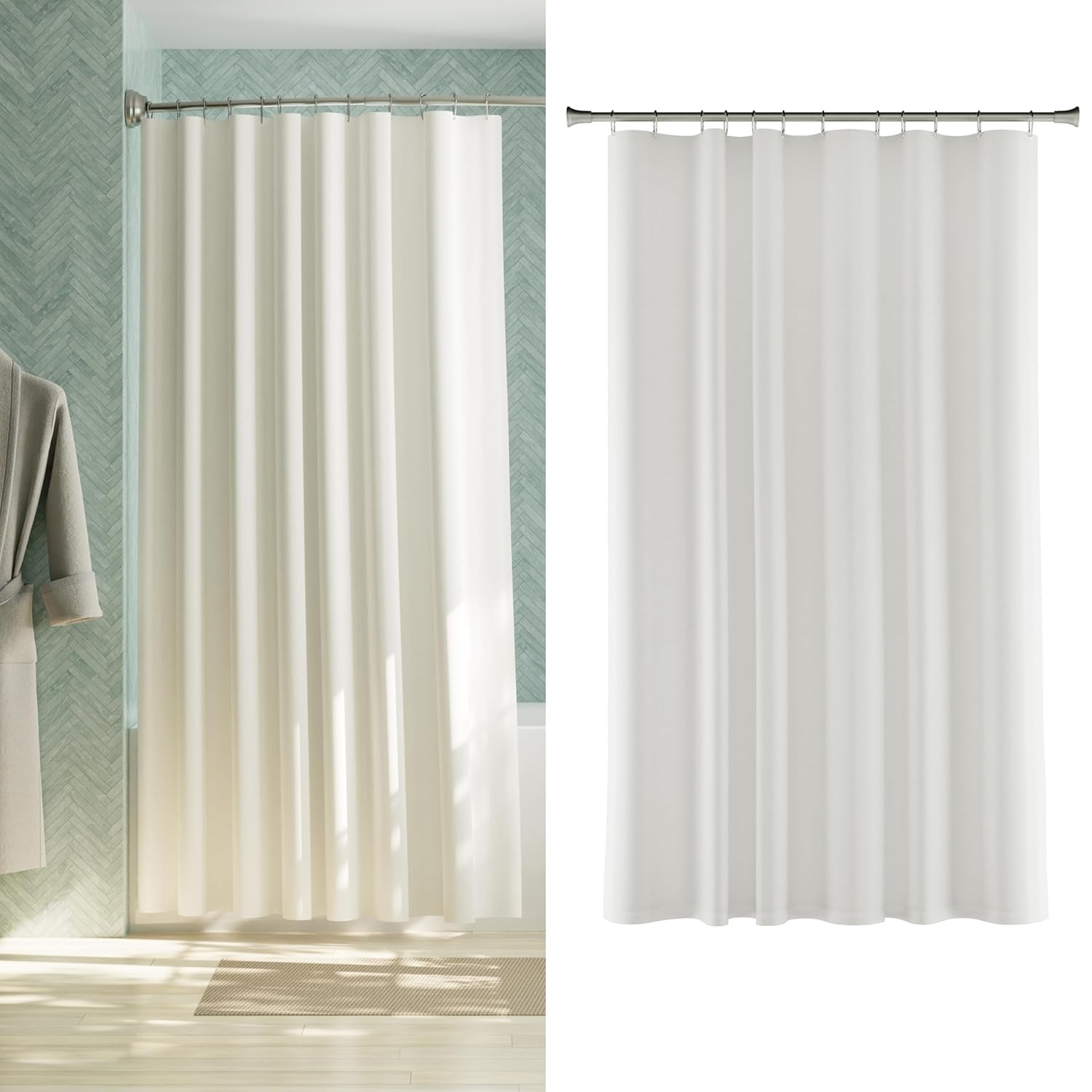 Water Repellent Fabric Shower Curtain Liner, White - Zenna Home