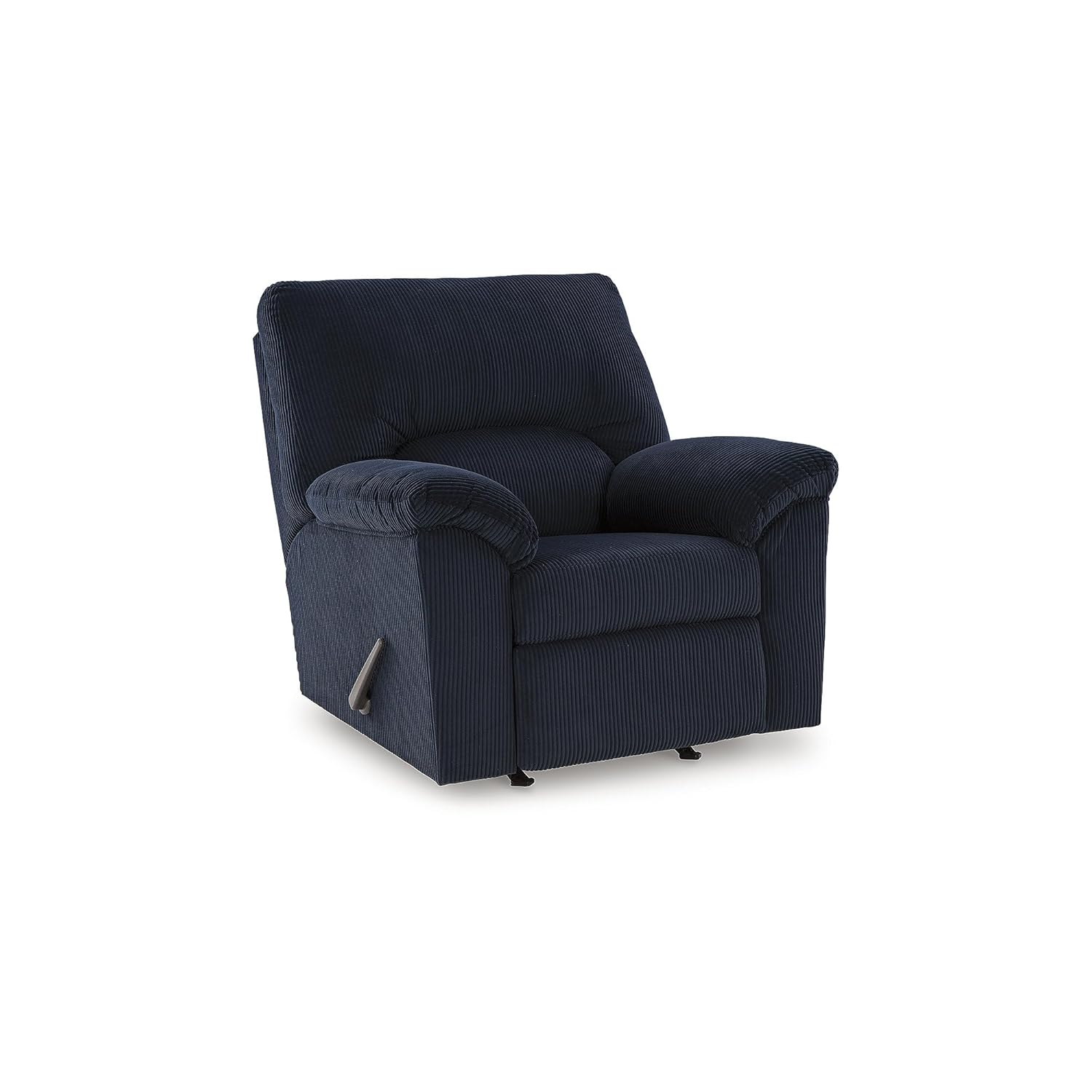Navy Blue Corduroy Contemporary Recliner with Pillow-Top Arms