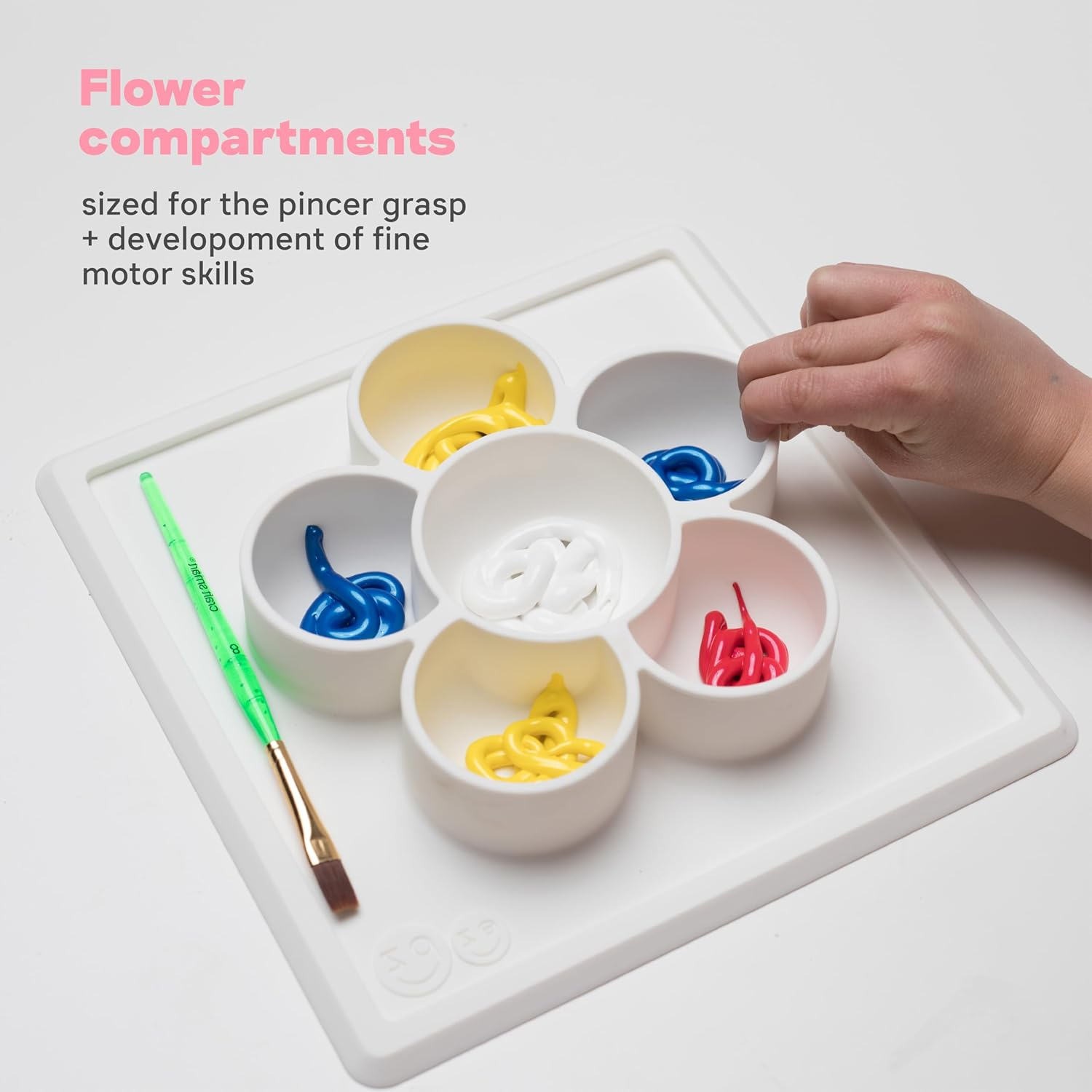 Cream Silicone Mini Play Mat with Flower Compartments